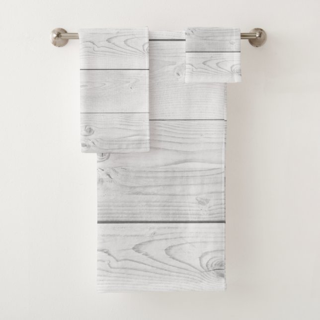 Rustikales Bauernhaus-weiße hölzerne Planken Badhandtuch Set (Insitu)