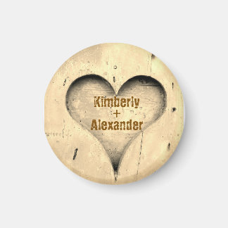 Rustikales Baum- und Herzpaar-Namensgeschenk Magnet