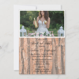 Rustikales Baumherz Foto Lights Brunch & Bubbly Einladung