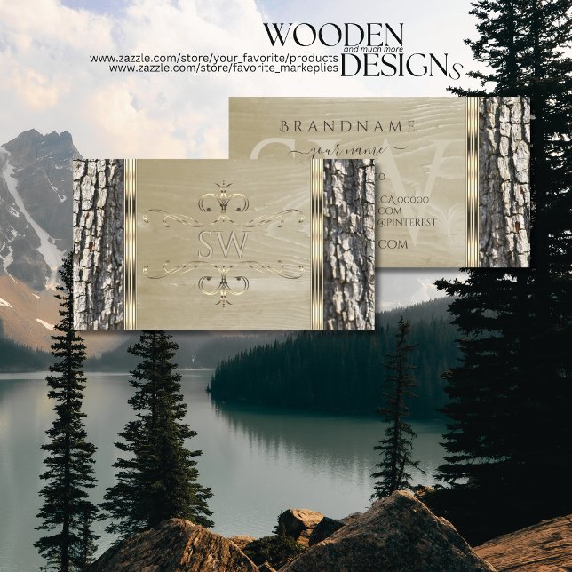 Rustikales Baumkornholz-Körner-Verziertes Monogram Visitenkarte (Von Creator hochgeladen)