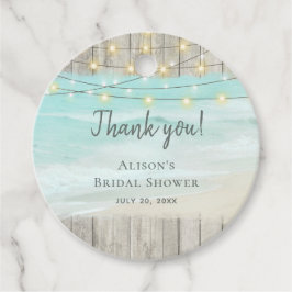 Rustikales Beach Wood String Lights Brautparty Geschenkanhänger