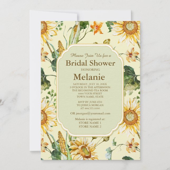 Rustikales Beauty Sonnenblume Botanisches Brautpar Einladung (Vorderseite)