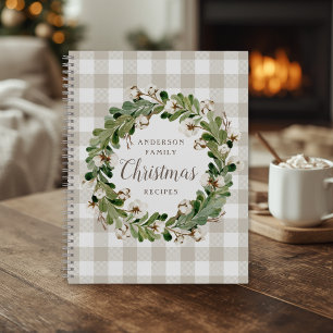 Rustikales Beige Baumwolle Wreath Weihnachtsmann R Notizbuch