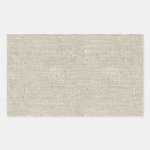 Rustikales beige Leinen gedruckt Rechteckiger Aufkleber