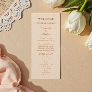 Rustikales Beige Terrakotta Herbst-Hochzeitsprogra Programm