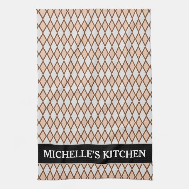 Rustikales beige und graues Diamant-Form-Muster + Handtuch (Vertikal)