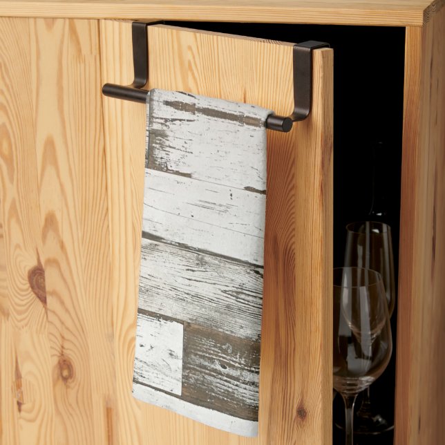 rustikales, beige-weißes Holzkorn Geschirrtuch (Drittel gefaltet)