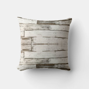 rustikales, beige-weißes Holzkorn Kissen