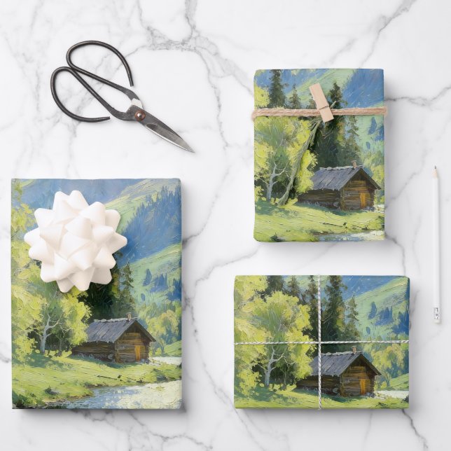 Rustikales Berghütten-Geschenkpapier Geschenkpapier Set (Vorderseite)