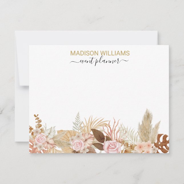 Rustikales Berufliches Unternehmen Boho Floral Mitteilungskarte (Vorderseite)