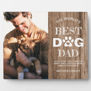 Rustikales "Best Dog Vater" Foto & Zitat Fotoplatte