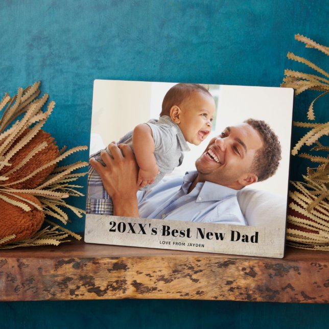 Rustikales Best New Dad Single Foto Fotoplatte (Seite)