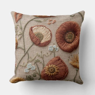 Rustikales besticktes Blumenkissen – Bloom-Design Kissen