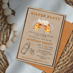 Rustikales Bier Diaper Party Vater zum Kinderdusch Einladung