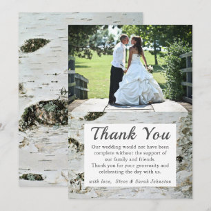 Rustikales Birch Bark Wedding Foto Danke Karten
