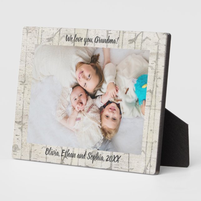 Rustikales Birch Personalisiert Name Foto Plaque Fotoplatte (Seite)