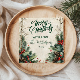 Rustikales Birch Pinecone Weihnachtsgebäck Party Serviette