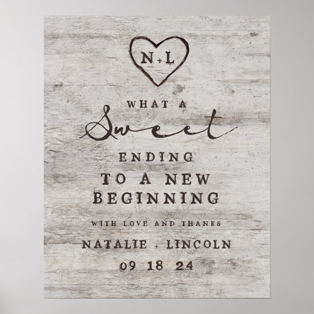 Rustikales Birch Sweet Ending Leckerei Bar Wedding Poster (Vorne)