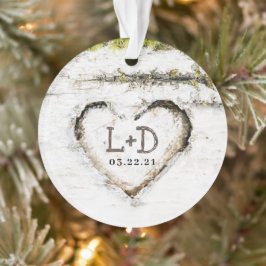 Rustikales Birkenbaum Herz-Hochzeitstil Ornament