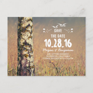 Rustikales Birkenwäldchen Save the Date Ankündigungspostkarte