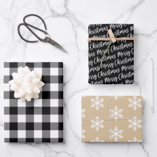 Rustikales Black Buffalo Kariert Frohe Weihnachten Geschenkpapier Set