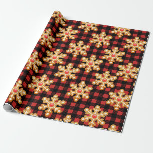 Rustikales Black Buffalo Kariert & Gingerbrot Schn Geschenkpapier