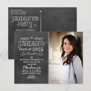 Rustikales Black Chalkboard 2024 Graduate Foto Par Einladungspostkarte