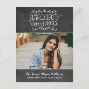 Rustikales Black Chalkboard 2024 Graduate Foto Par Einladungspostkarte