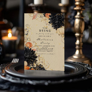 Rustikales Black Dahlia Halloween-Party Einladung