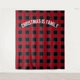 Rustikales Black Red Buffalo Kariertes Family Foto Wandteppich