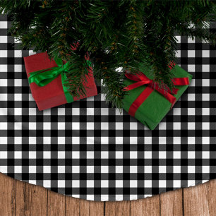 Rustikales Black & White Buffalo Kariert Polyester Weihnachtsbaumdecke