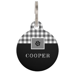 Rustikales Black & White Buffalo Lumberjack Karier Haustiermarke