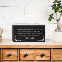 Rustikales Black Wood Bible Verse John 3:16