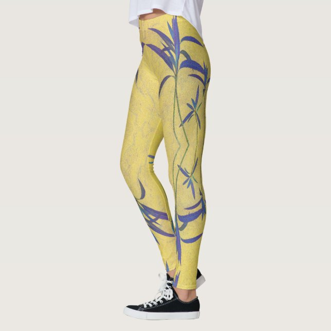 Rustikales Blau und Gelb Leggings (Links)