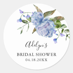 Rustikales blaues Blumen-Hochzeitsdusche-Geschenk  Runder Aufkleber