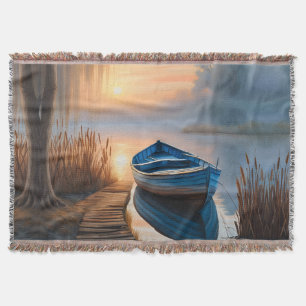 Rustikales blaues Boot Morning Sky Reflektion Decke