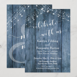 Rustikales blaues Holz & Lichter feiern mit uns Einladung