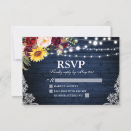 Rustikales blaues Holz mit Streichelleuchten und b RSVP Karte