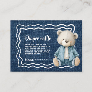 Rustikales Blaues-Jeans-Baby-Windel-Raffle-Ticket Begleitkarte
