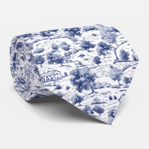 Rustikales blaues Land-Toile-Muster Krawatte
