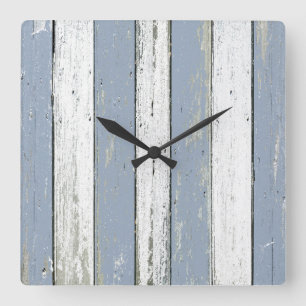 Rustikales blaues Treibholz Quadratische Wanduhr