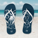 Rustikales Blaues Vintages Octopus Monogramm Flip Flops<br><div class="desc">Maßgeschneiderte gedreht Flop-Sandalen mit einer rustikalen nautischen Vintagen Oktopus-Abbildung und einem eigenen Monogramm oder anderem Text. Klicken Sie auf Anpassen,  um Schriftart und Farben zu ändern oder eigene Bilder hinzuzufügen,  um ein einzigartiges Design zu erstellen!</div>