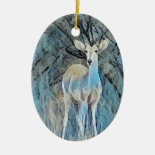 Rustikales blaues Wasser einer Gazelle aus Afrika Keramik Ornament