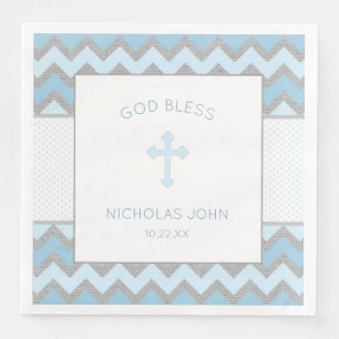 Rustikales blaugraues Taufen Christening Napkin Serviette