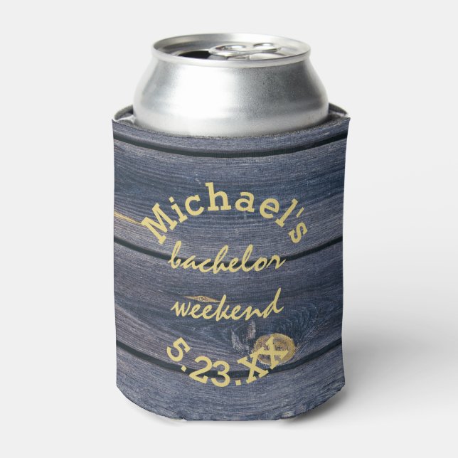 Rustikales Blauholz | Bachelor Weekend Monogram Dosenkühler (Kanne Vorderseite)