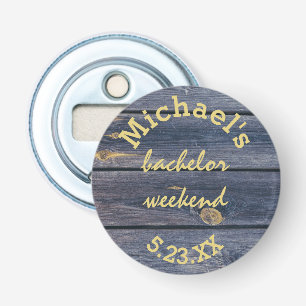 Rustikales Blauholz Bachelor Weekend Monogram Flaschenöffner