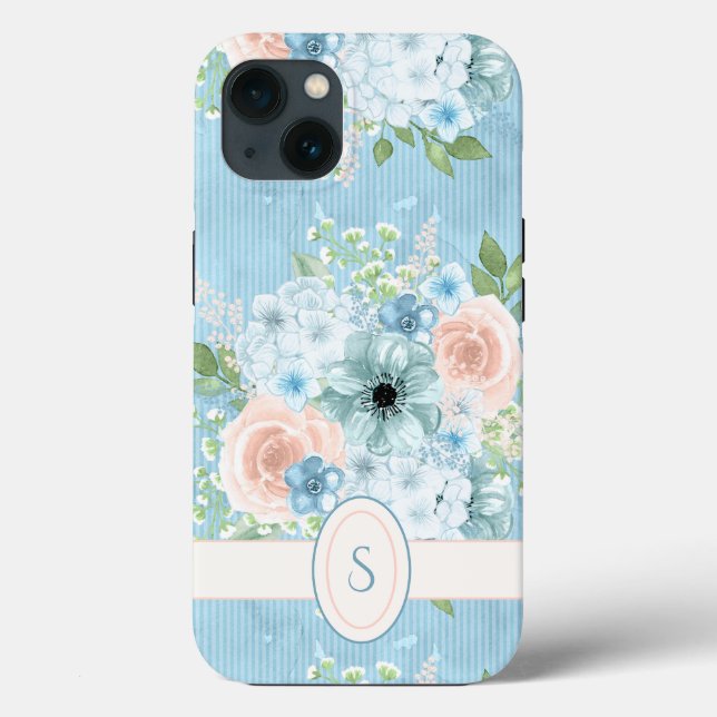 Rustikales blaurosa grünes Shabby Chic Case-Mate iPhone Hülle (Rückseite)