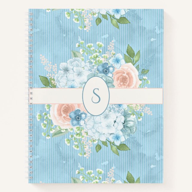 Rustikales blaurosa grünes Shabby Chic Notizbuch (Vorderseite)