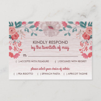 Rustikales Blossom 3,5" x 5" UAWG-Reaktionskarten RSVP Karte