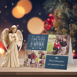 Rustikales Blue Christmas Bible Verse Holiday Foto Feiertagskarte